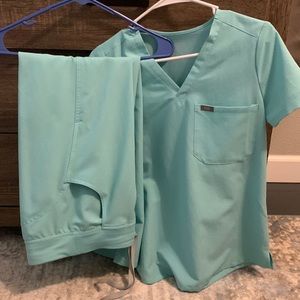 Neon Blue Figs Scrubs Set